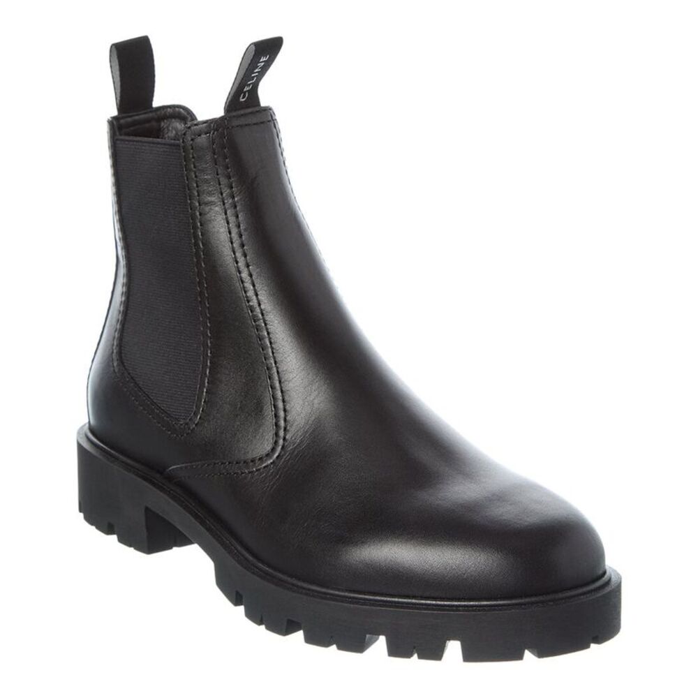 Celine Margaret Leather Chelsea Boot, Black